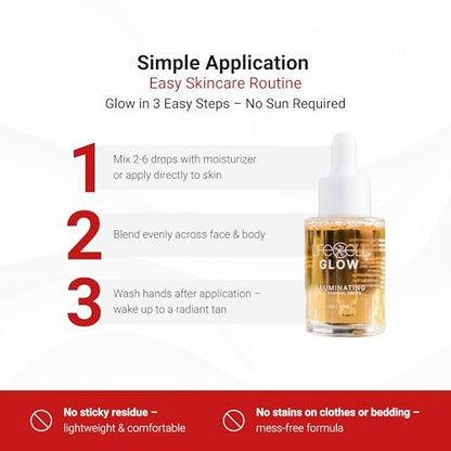 LifeCell Glow Self-Tanning Drops for Face & Body - Customizable Tan with DHA & Squalane, Streak-Free, Hydrating, Fragrance-Free, Non-Comedogenic, Safe for All Skin Types, 1 Fl Oz Avelisse