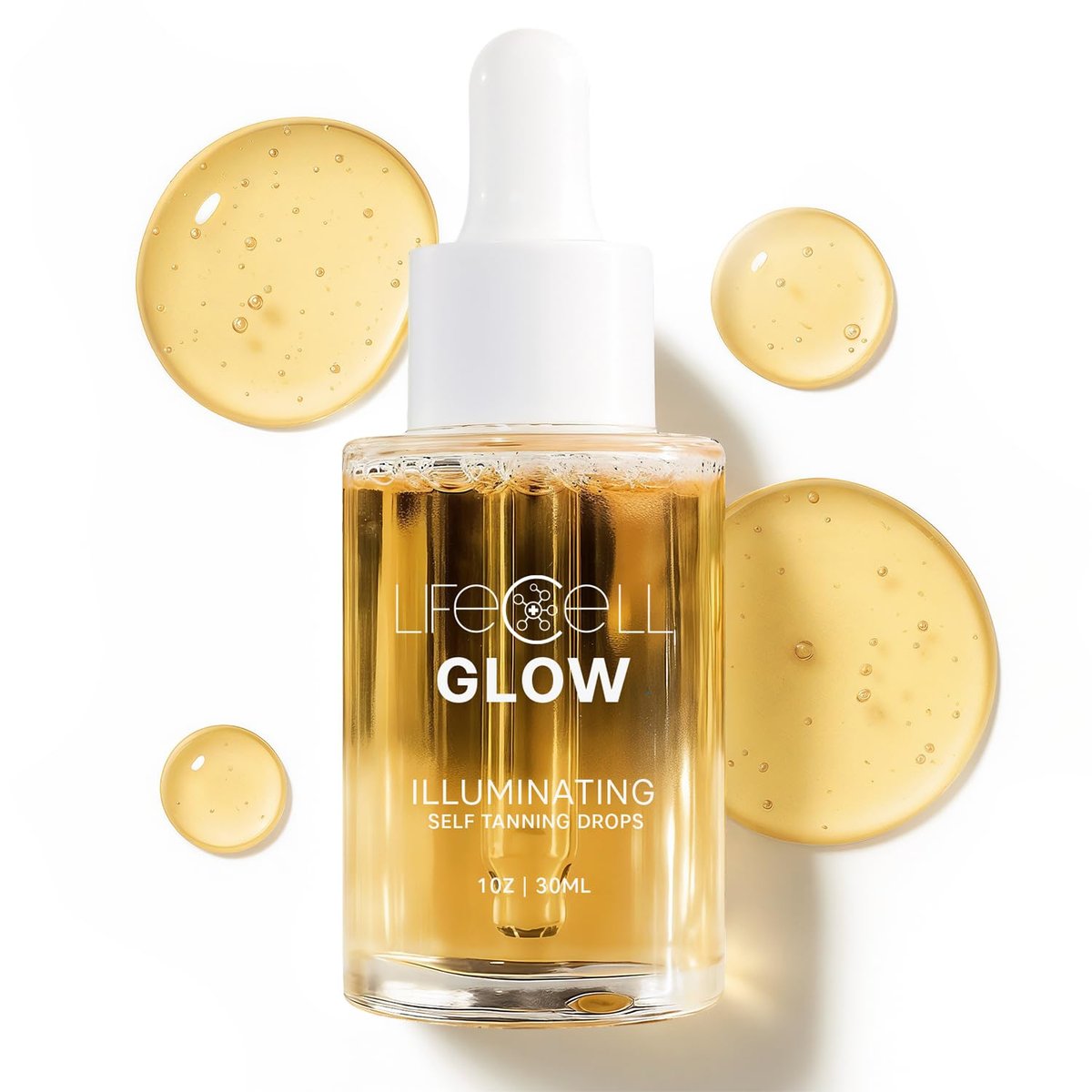 LifeCell Glow Self-Tanning Drops for Face & Body - Customizable Tan with DHA & Squalane, Streak-Free, Hydrating, Fragrance-Free, Non-Comedogenic, Safe for All Skin Types, 1 Fl Oz Avelisse