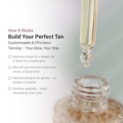 LifeCell Glow Self-Tanning Drops for Face & Body - Customizable Tan with DHA & Squalane, Streak-Free, Hydrating, Fragrance-Free, Non-Comedogenic, Safe for All Skin Types, 1 Fl Oz Avelisse