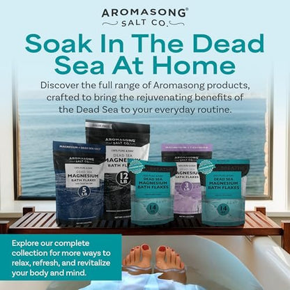 Aromasong Magnesium Flakes from The Dead Sea - 14 OZ Resealable Pack | Muscle Relaxing Magnesium Chloride Bath Salts Soak
