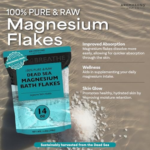 Aromasong Magnesium Flakes from The Dead Sea - 14 OZ Resealable Pack | Muscle Relaxing Magnesium Chloride Bath Salts Soak - görsel 6
