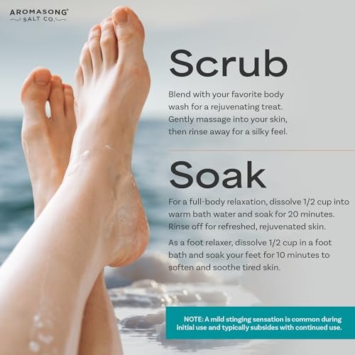 Aromasong Magnesium Flakes from The Dead Sea - 14 OZ Resealable Pack | Muscle Relaxing Magnesium Chloride Bath Salts Soak - görsel 8