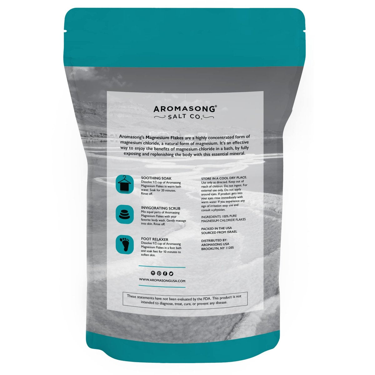 Aromasong Magnesium Flakes from The Dead Sea - 14 OZ Resealable Pack | Muscle Relaxing Magnesium Chloride Bath Salts Soak - görsel 15