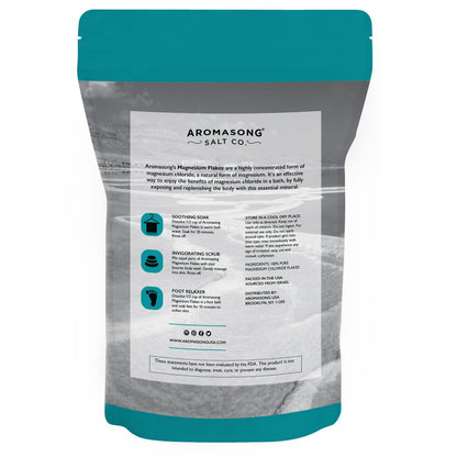 Aromasong Magnesium Flakes from The Dead Sea - 14 OZ Resealable Pack | Muscle Relaxing Magnesium Chloride Bath Salts Soak