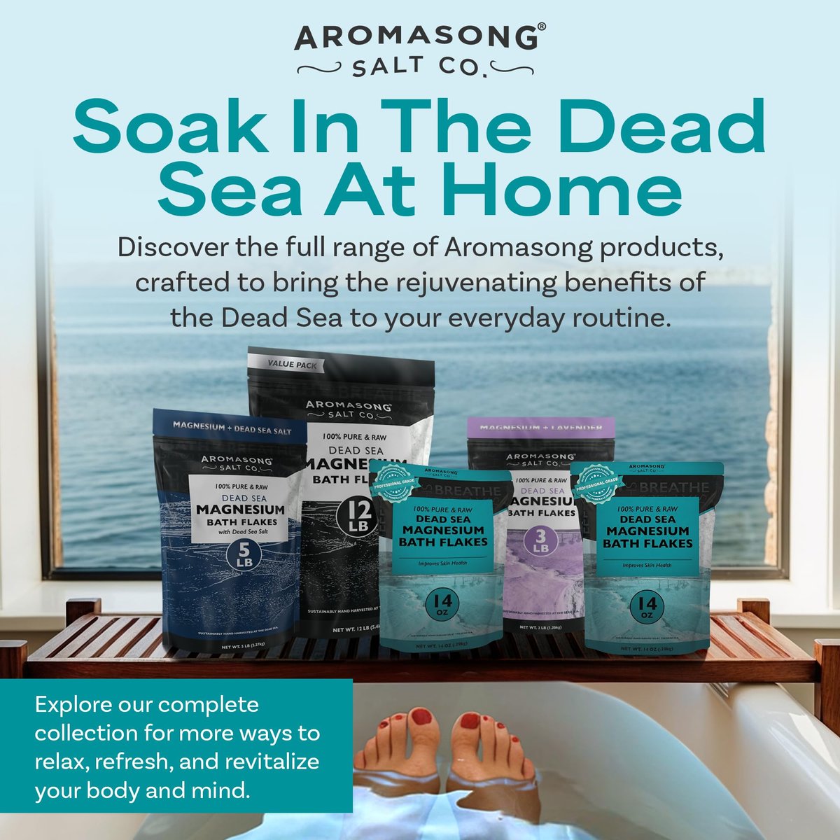 Aromasong Magnesium Flakes from The Dead Sea - 14 OZ Resealable Pack | Muscle Relaxing Magnesium Chloride Bath Salts Soak - görsel 13