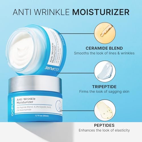 goPure Glyco-Peptide Anti Wrinkle Face Cream with Hyaluronic Acid, Glycolic Acid, Peptides & Vitamin E - Hydrating Anti-Aging Moisturizer, 1.7 fl oz Avelisse