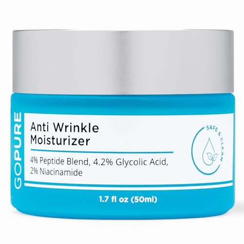 goPure Glyco-Peptide Anti Wrinkle Face Cream with Hyaluronic Acid, Glycolic Acid, Peptides & Vitamin E - Hydrating Anti-Aging Moisturizer, 1.7 fl oz Avelisse