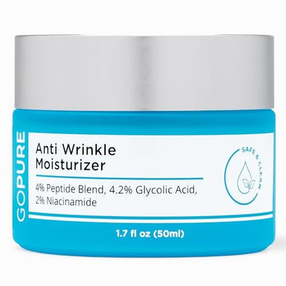 goPure Glyco-Peptide Anti Wrinkle Face Cream with Hyaluronic Acid, Glycolic Acid, Peptides & Vitamin E - Hydrating Anti-Aging Moisturizer, 1.7 fl oz Avelisse
