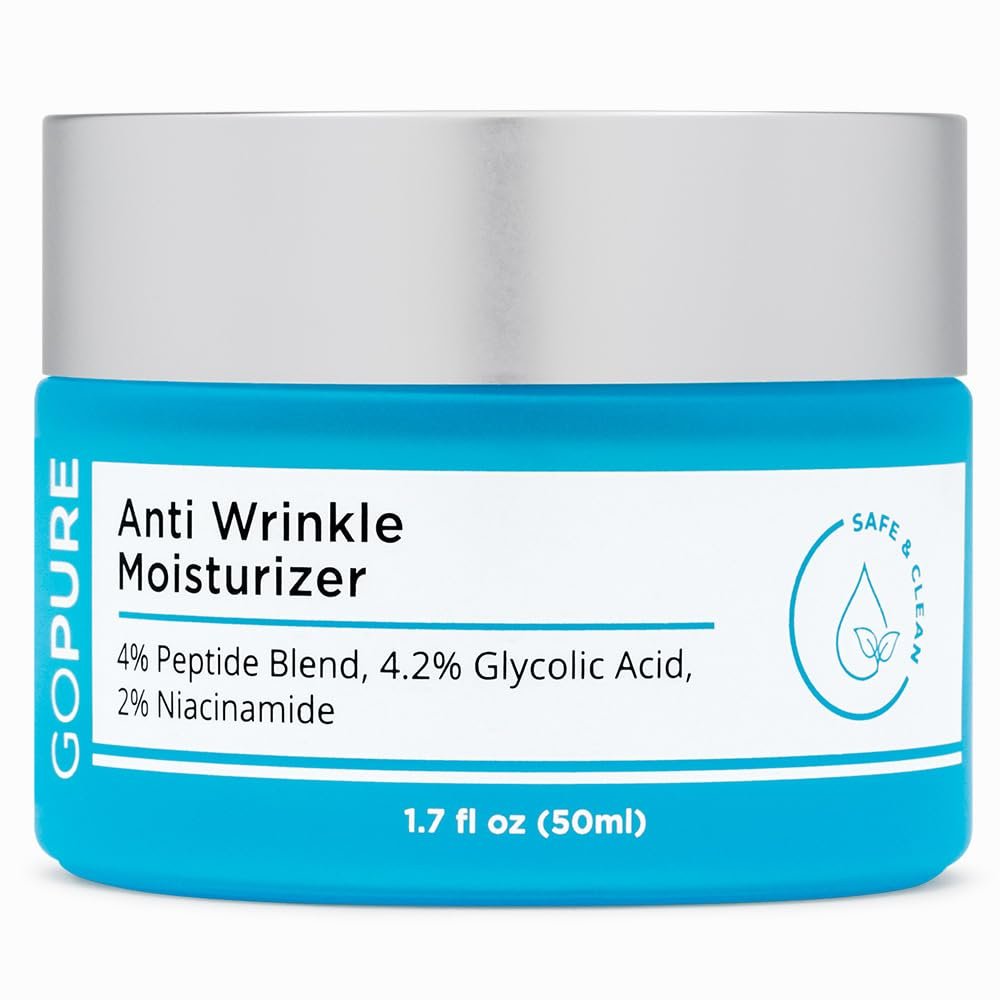 goPure Glyco-Peptide Anti Wrinkle Face Cream with Hyaluronic Acid, Glycolic Acid, Peptides & Vitamin E - Hydrating Anti-Aging Moisturizer, 1.7 fl oz Avelisse