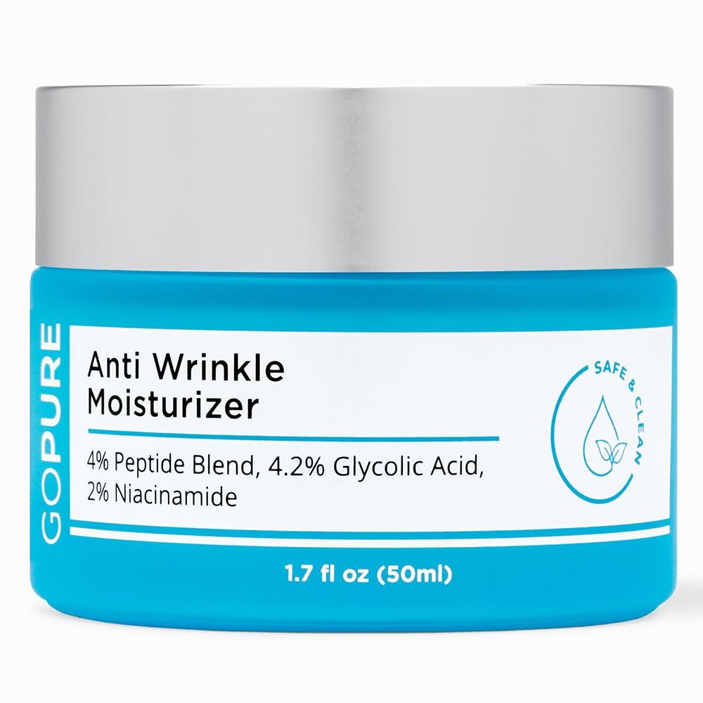goPure Glyco-Peptide Anti Wrinkle Face Cream with Hyaluronic Acid, Glycolic Acid, Peptides & Vitamin E - Hydrating Anti-Aging Moisturizer, 1.7 fl oz Avelisse