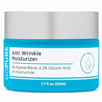 goPure Glyco-Peptide Anti Wrinkle Face Cream with Hyaluronic Acid, Glycolic Acid, Peptides & Vitamin E - Hydrating Anti-Aging Moisturizer, 1.7 fl oz Avelisse