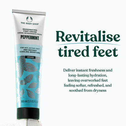 The Body Shop Peppermint Invigorating Foot Cream - 100ml | Cooling & Refreshing Moisturizer for Dry, Tired Feet