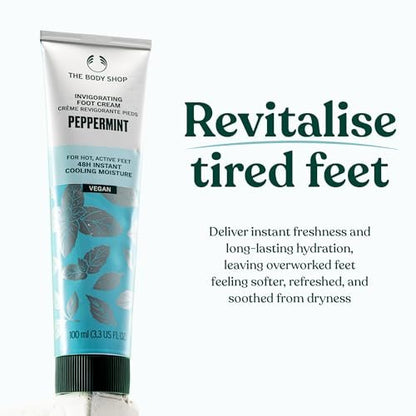 The Body Shop Peppermint Invigorating Foot Cream - 100ml | Cooling & Refreshing Moisturizer for Dry, Tired Feet
