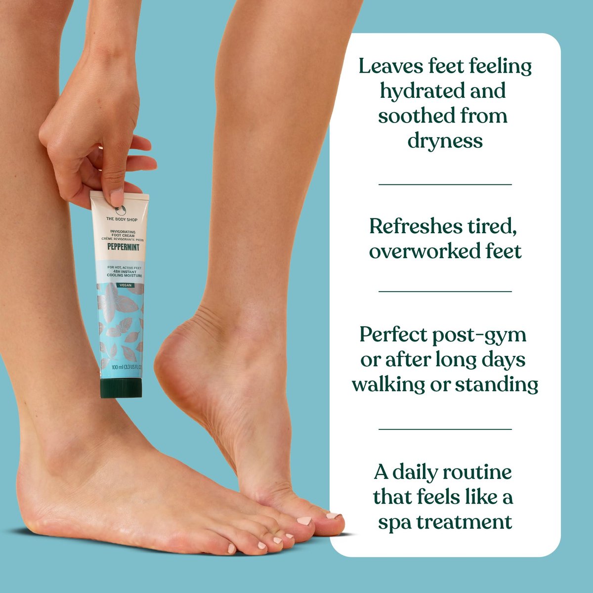 The Body Shop Peppermint Invigorating Foot Cream - 100ml | Cooling & Refreshing Moisturizer for Dry, Tired Feet - görsel 9