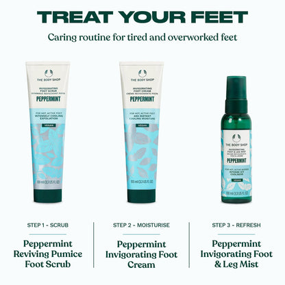 The Body Shop Peppermint Invigorating Foot Cream - 100ml | Cooling & Refreshing Moisturizer for Dry, Tired Feet
