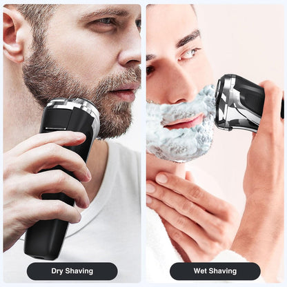 YIRISO Electric Razor for Men - 90Min Long-Lasting Rotary Shaver with 4D Floating Head & LCD Display, Ultra Smooth for Sensitive Skin, IPX6 Waterproof, USB-C Fast Charge, Travel Case - Ideal Gift Avelisse