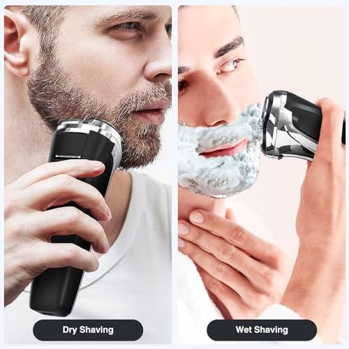 YIRISO Electric Razor for Men - 90Min Long-Lasting Rotary Shaver with 4D Floating Head & LCD Display, Ultra Smooth for Sensitive Skin, IPX6 Waterproof, USB-C Fast Charge, Travel Case - Ideal Gift Avelisse
