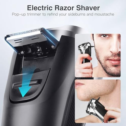 YIRISO Electric Razor for Men - 90Min Long-Lasting Rotary Shaver with 4D Floating Head & LCD Display, Ultra Smooth for Sensitive Skin, IPX6 Waterproof, USB-C Fast Charge, Travel Case - Ideal Gift Avelisse