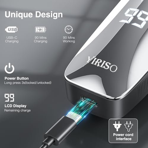YIRISO Electric Razor for Men - 90Min Long-Lasting Rotary Shaver with 4D Floating Head & LCD Display, Ultra Smooth for Sensitive Skin, IPX6 Waterproof, USB-C Fast Charge, Travel Case - Ideal Gift Avelisse