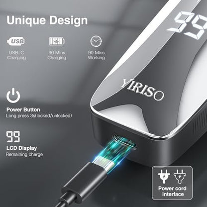 YIRISO Electric Razor for Men - 90Min Long-Lasting Rotary Shaver with 4D Floating Head & LCD Display, Ultra Smooth for Sensitive Skin, IPX6 Waterproof, USB-C Fast Charge, Travel Case - Ideal Gift Avelisse