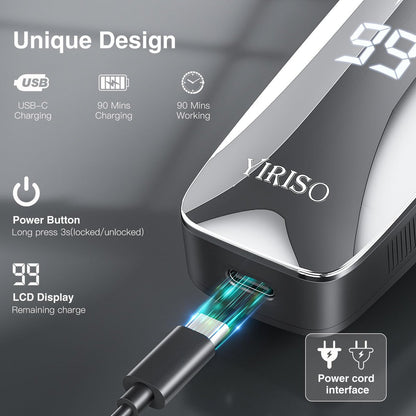 YIRISO Electric Razor for Men - 90Min Long-Lasting Rotary Shaver with 4D Floating Head & LCD Display, Ultra Smooth for Sensitive Skin, IPX6 Waterproof, USB-C Fast Charge, Travel Case - Ideal Gift Avelisse