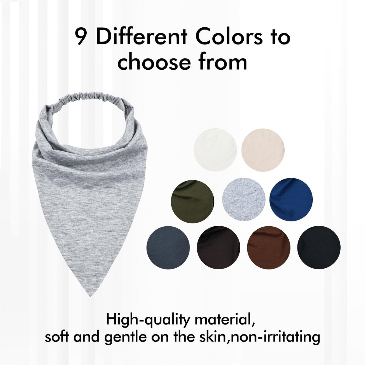 Lawie 9 Pack Solid Large Cotton Triangle Head Scarf Elastic Hair Bandana Headbands Plain Silk Head Coverings Neck Scarves Wraps Blank Headscarf Kerchief Bulk for Women Avelisse
