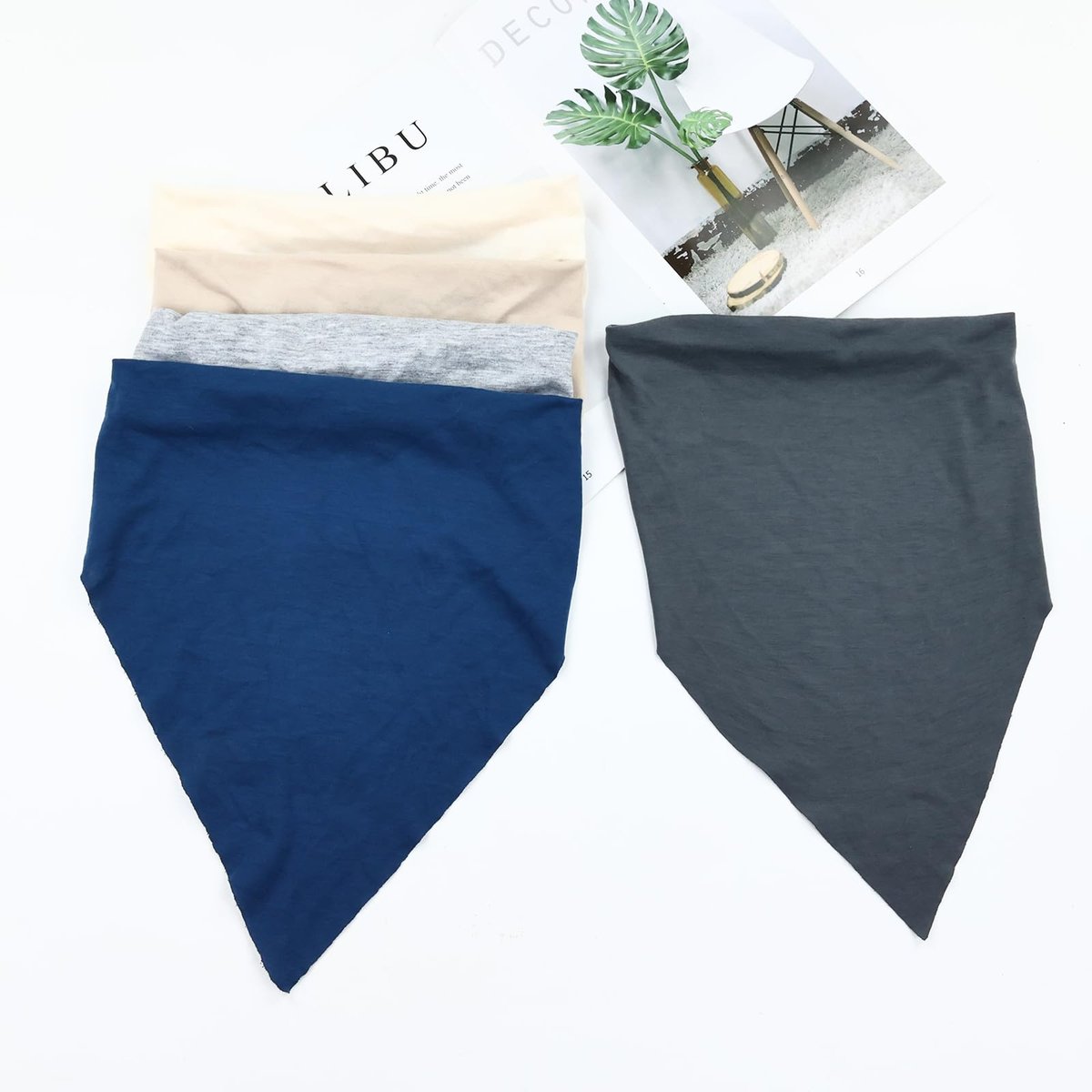 Lawie 9 Pack Solid Large Cotton Triangle Head Scarf Elastic Hair Bandana Headbands Plain Silk Head Coverings Neck Scarves Wraps Blank Headscarf Kerchief Bulk for Women Avelisse