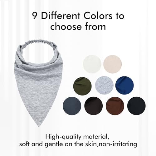 Lawie 9 Pack Solid Large Cotton Triangle Head Scarf Elastic Hair Bandana Headbands Plain Silk Head Coverings Neck Scarves Wraps Blank Headscarf Kerchief Bulk for Women Avelisse