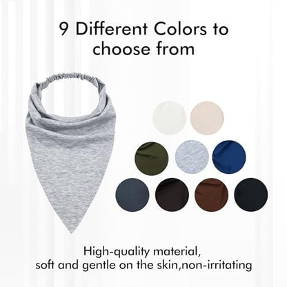 Lawie 9 Pack Solid Large Cotton Triangle Head Scarf Elastic Hair Bandana Headbands Plain Silk Head Coverings Neck Scarves Wraps Blank Headscarf Kerchief Bulk for Women Avelisse