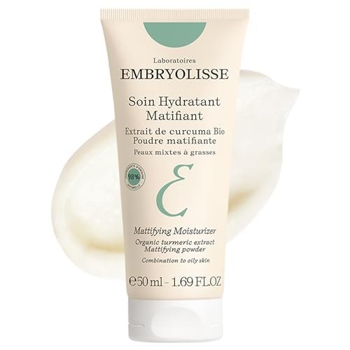 Embryolisse Mattifying Moisturizer with Organic Turmeric Extract – Oil-Control Face Cream for Oily & Combination Skin, Lightweight Hydration, Non-Comedogenic, 1.69 Fl Oz Avelisse