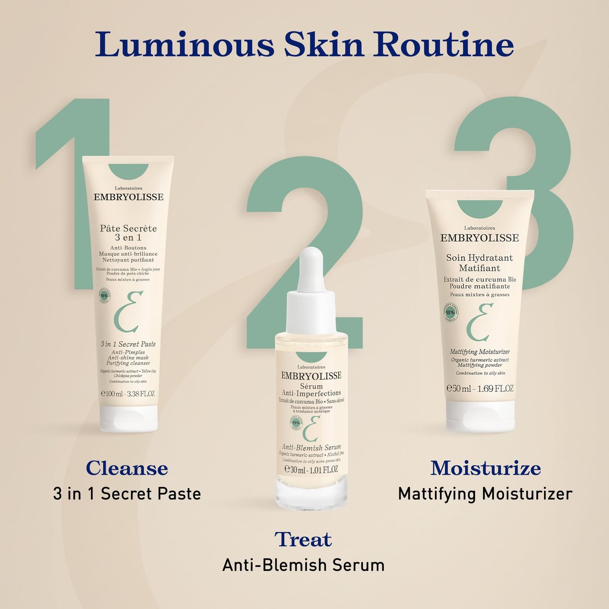 Embryolisse Mattifying Moisturizer with Organic Turmeric Extract – Oil-Control Face Cream for Oily & Combination Skin, Lightweight Hydration, Non-Comedogenic, 1.69 Fl Oz Avelisse