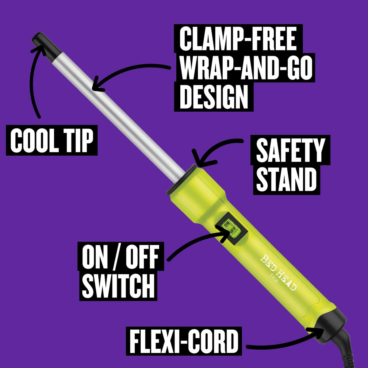 Bed Head Curlipops .5" Tourmaline Ceramic Skinny Pop Styling Iron - Clamp-Free Curling Wand for Tight Bouncy Curls (1/2 Inch) Avelisse