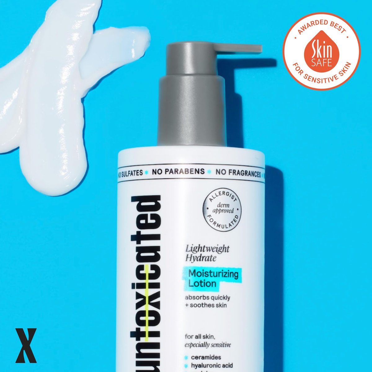 Untoxicated Moisturizing Lotion - Daily Face Moisturizer & Body Lotion for Sensitive Skin with Ceramides & Hyaluronic Acid, Oil-Free, Fragrance-Free, Non-Comedogenic, 10 oz Avelisse
