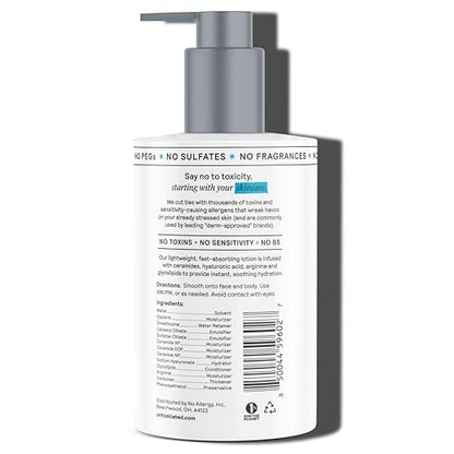 Untoxicated Moisturizing Lotion - Daily Face Moisturizer & Body Lotion for Sensitive Skin with Ceramides & Hyaluronic Acid, Oil-Free, Fragrance-Free, Non-Comedogenic, 10 oz Avelisse
