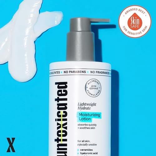 Untoxicated Moisturizing Lotion - Daily Face Moisturizer & Body Lotion for Sensitive Skin with Ceramides & Hyaluronic Acid, Oil-Free, Fragrance-Free, Non-Comedogenic, 10 oz Avelisse