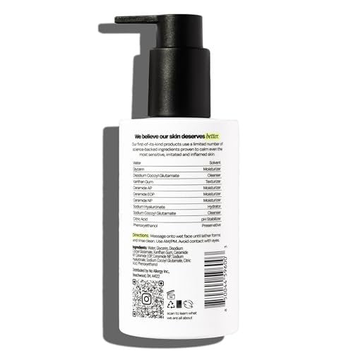 Untoxicated Face Wash - Gentle & Hydrating Face Cleanser for Sensitive Skin - Ceramides, Hyaluronic Acid & Glycerin - No Common Irritants - Non-Foaming - Soap Free - Fragrance Free - 7 Ounce Avelisse