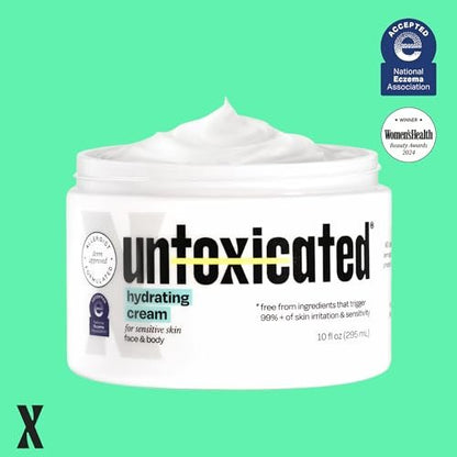Untoxicated Moisturizing Cream - Face & Body Moisturizer for Sensitive Skin, NEA Approved for Eczema Relief, with Ceramides & Hyaluronic Acid, No Common Irritants, 10 Fl Oz Avelisse