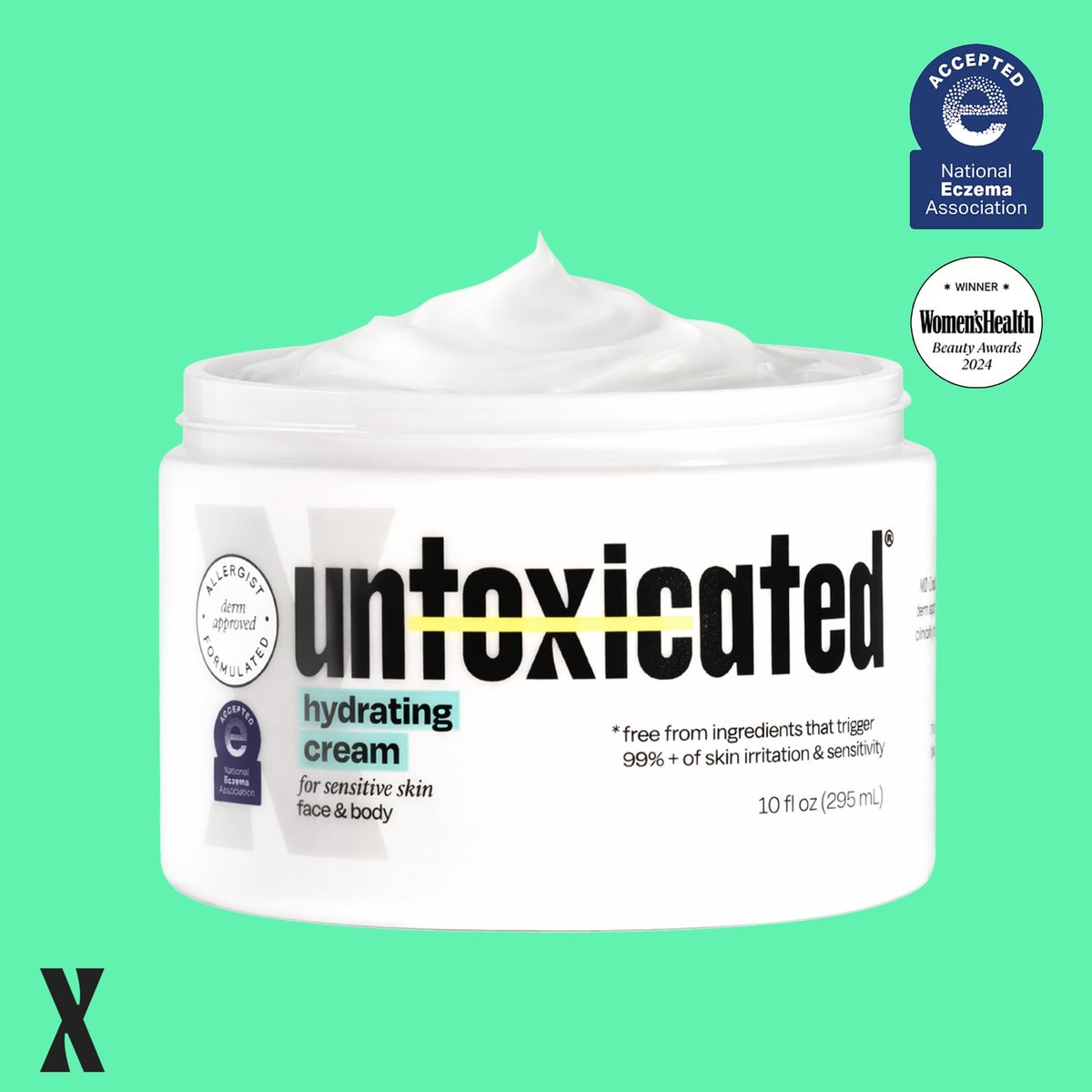 Untoxicated Moisturizing Cream - Face & Body Moisturizer for Sensitive Skin, NEA Approved for Eczema Relief, with Ceramides & Hyaluronic Acid, No Common Irritants, 10 Fl Oz Avelisse