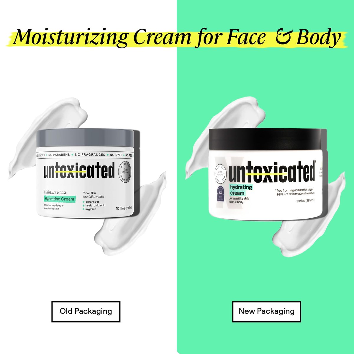 Untoxicated Moisturizing Cream - Face & Body Moisturizer for Sensitive Skin, NEA Approved for Eczema Relief, with Ceramides & Hyaluronic Acid, No Common Irritants, 10 Fl Oz Avelisse