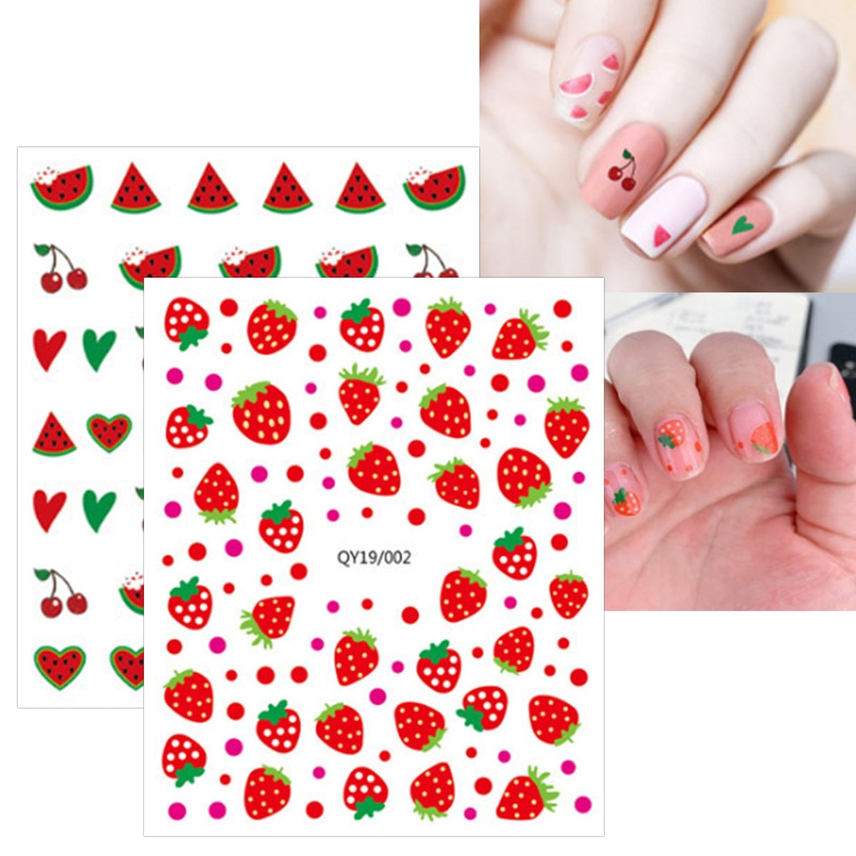 Cute Nail Stickers for Kids – 14 Sheets Rainbow Flower Fruit Nail Art Decals Self-Adhesive - görsel 7