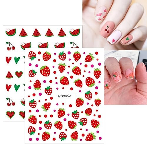 Cute Nail Stickers for Kids – 14 Sheets Rainbow Flower Fruit Nail Art Decals Self-Adhesive - görsel 8