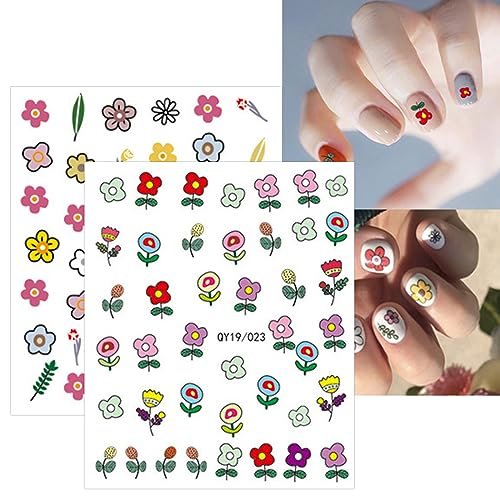Cute Nail Stickers for Kids – 14 Sheets Rainbow Flower Fruit Nail Art Decals Self-Adhesive - görsel 12
