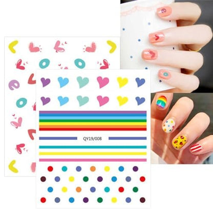 Cute Nail Stickers for Kids – 14 Sheets Rainbow Flower Fruit Nail Art Decals Self-Adhesive