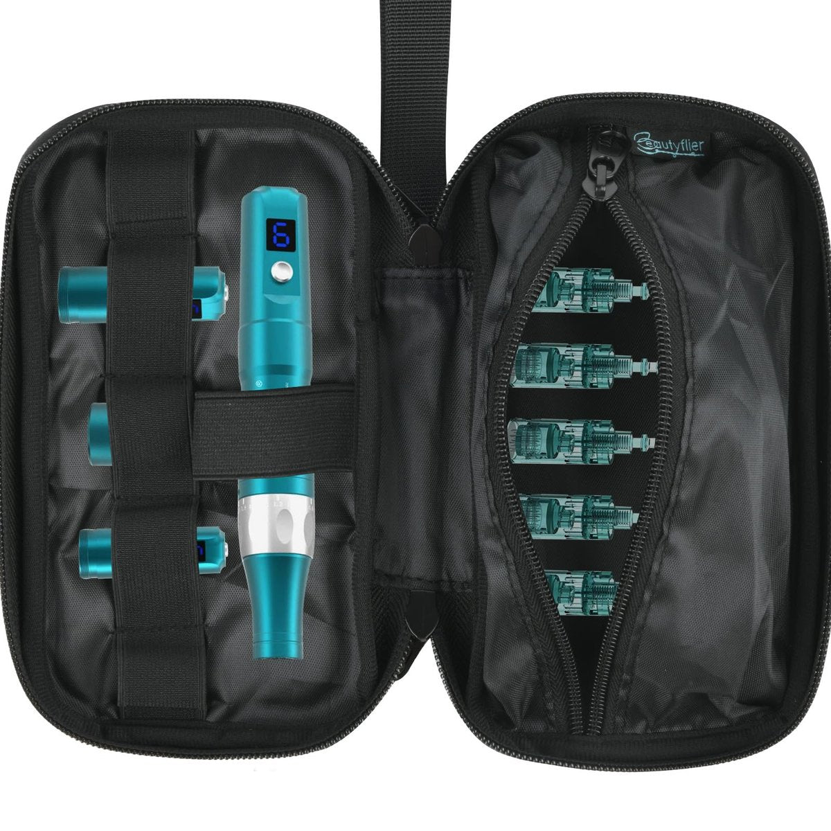 Beautyflier Carry On Bag for Microneedling Pen – Black Travel Makeup Bag for Dermapen, Dr. Pen, and More - görsel 1