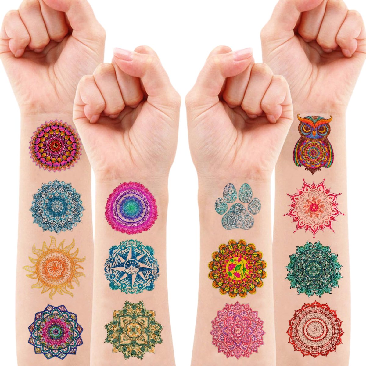 96PCS Pre-Cut Mandala Temporary Tattoos - Indian Decorations Themed Stickers for Boys and Girls Birthday Party Supplies, Decorations, Favors, and Prizes - Cute Gifts - görsel 15