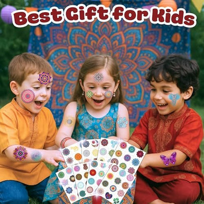96PCS Pre-Cut Mandala Temporary Tattoos - Indian Decorations Themed Stickers for Boys and Girls Birthday Party Supplies, Decorations, Favors, and Prizes - Cute Gifts