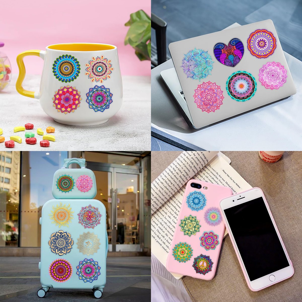 96PCS Pre-Cut Mandala Temporary Tattoos - Indian Decorations Themed Stickers for Boys and Girls Birthday Party Supplies, Decorations, Favors, and Prizes - Cute Gifts - görsel 13