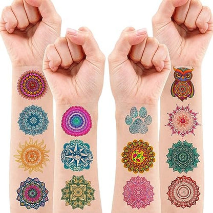 96PCS Pre-Cut Mandala Temporary Tattoos - Indian Decorations Themed Stickers for Boys and Girls Birthday Party Supplies, Decorations, Favors, and Prizes - Cute Gifts