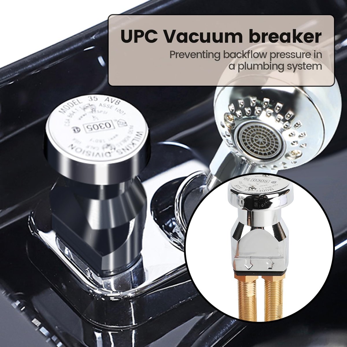 Toriexon Salon Shampoo Bowl Faucet Vacuum Breaker Kit - Brass Faucet with Hose and Sprayer Replacement for Hair Salons Avelisse