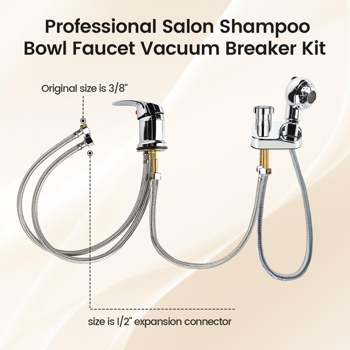 Toriexon Salon Shampoo Bowl Faucet Vacuum Breaker Kit - Brass Faucet with Hose and Sprayer Replacement for Hair Salons Avelisse